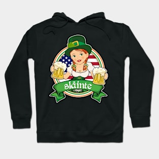 Irish Redhead Beer Maid American Flag Hoodie